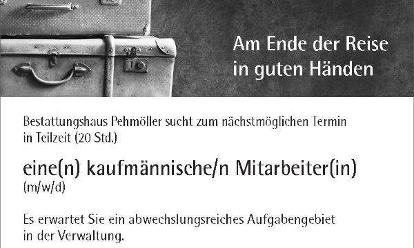 Wir suchen ab sofort eine*n kaufmännische*n Mitarbeiter*in (m/w/d)